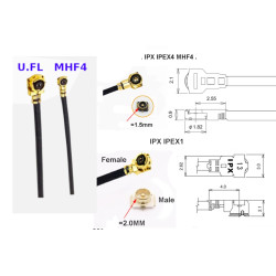 Pigtail MHF4 female plug SMA socket 0.81 40cm