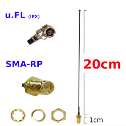 Pigtail uFL female plug SMA-RP socket 1.13mm 20cm