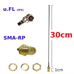 Pigtail uFL female plug SMA-RP socket 1.13mm 30cm