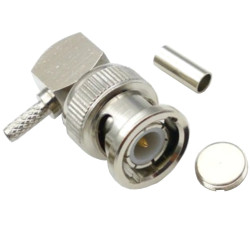 BNC plug connector for RG174 cable crimped ANGLED