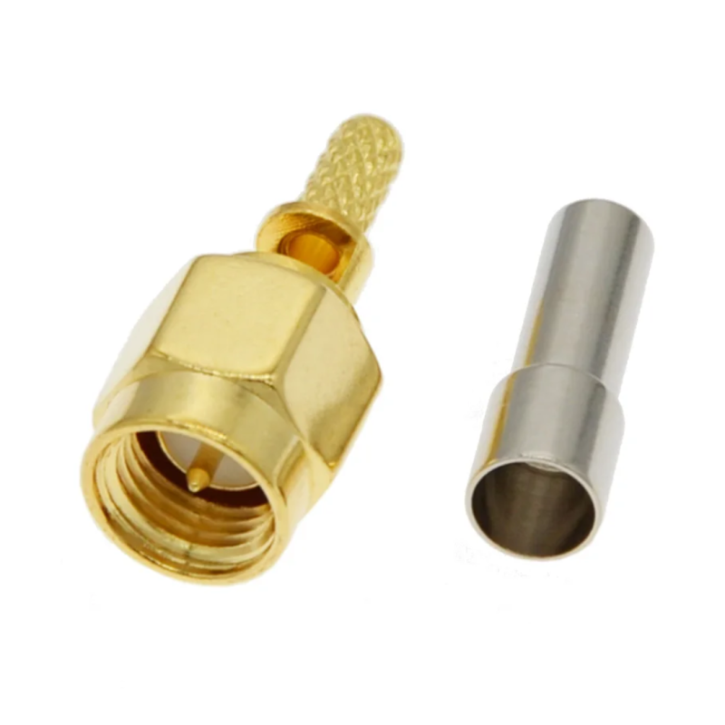SMA plug connector for RG174 crimped cable