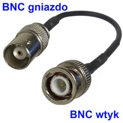 Pigtail BNC gniazdo / BNC wtyk RG174 1m