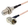 Pigtail F zástrčka ANGLE / F zásuvka RG316 50ohm 1m