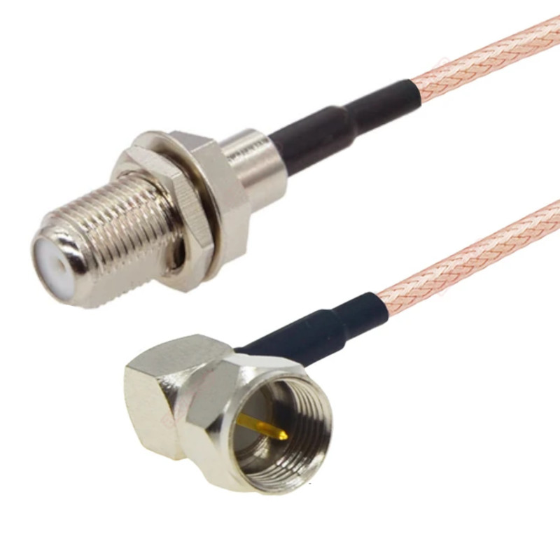 Pigtail F plug ANGLE / F socket RG316 50ohm 2m