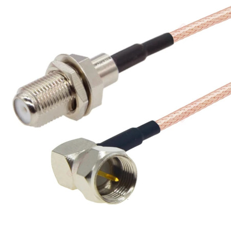 Pigtail F plug ANGLE / F socket RG316 50 ohm 3m