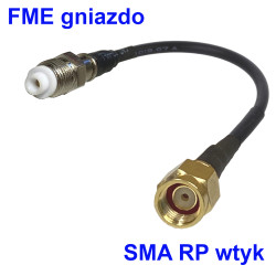 Pigtail FME gniazdo / SMA-RP wtyk RG174 20cm