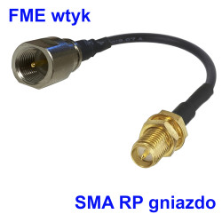 Pigtail FME wtyk / SMA-RP gniazdo RG174 20cm