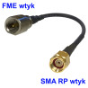 Pigtail FME plug / SMA-RP plug RG174 20 cm