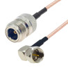 Pigtail F plug ANGLE / N socket RG316 50ohm 1m