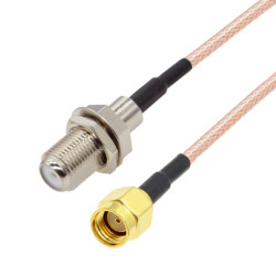 Pigtail F socket / SMA RP plug RG316 1m