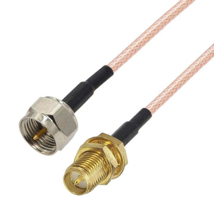 Pigtail F plug / SMA RP socket RG316 1m