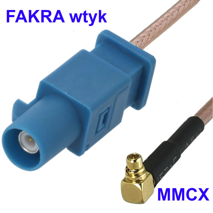 Pigtail MMCX wtyk KĄTOWY - FAKRA Z wtyk RG316 20cm
