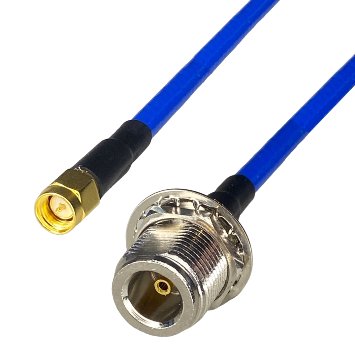 Pigtail N gniazdo na  panel / SMA wtyk RG142 20cm