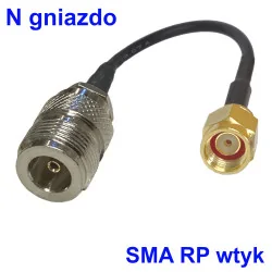 Pigtail N socket / SMA-RP plug 1m