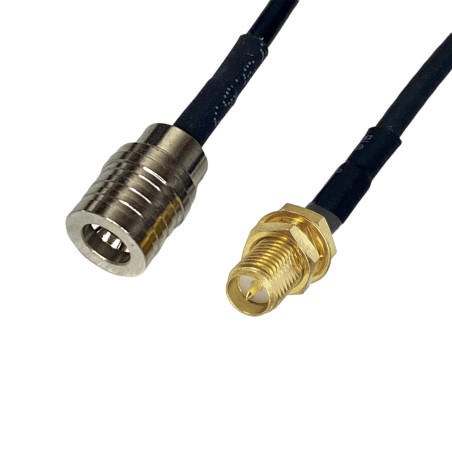 Pigtail QMA plug / SMA-RP socket RG174 1m