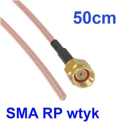 Pigtail SMA-RP wtyk / do lutowania RG316 50cm