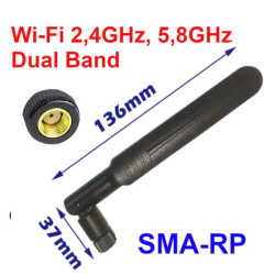 WiFi anténa 2.4GHz 5.8GHz Dual Band 8dBi SMA-RP
