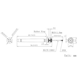 Antenna 868Mhz 2dBi MOUNTING SCREW U-FL X110 plug