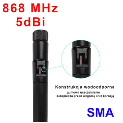 Antenna 868 MHz, 915 MHz 5 dBi SMA PCB plug