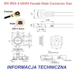 Pigtail MHF4-IPX4 socket / UFL-IPX1 plug 5cm