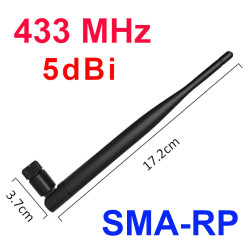 Antenna 433 Mhz 5dBi bent with hinge SMA-RP plug