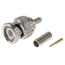 BNC plug connector for RG59 cable, crimped