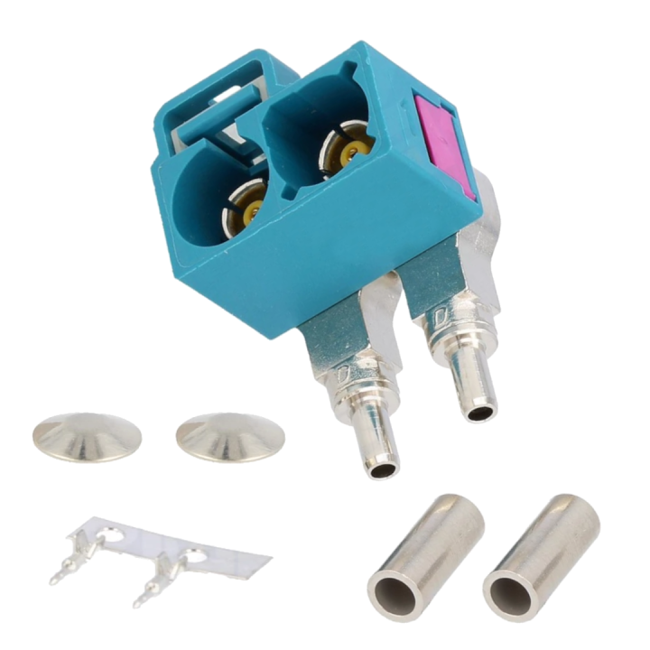 FAKRA 2 * gniazdo na kabel RG174 CODE-Z  KĄTOWE