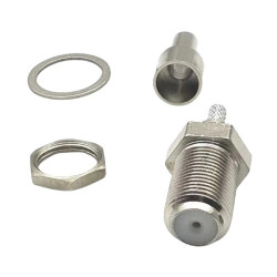 F socket connector for RG174 crimped cable