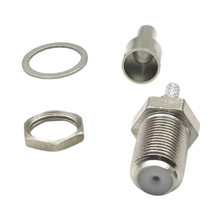 F socket connector for RG174 crimped cable