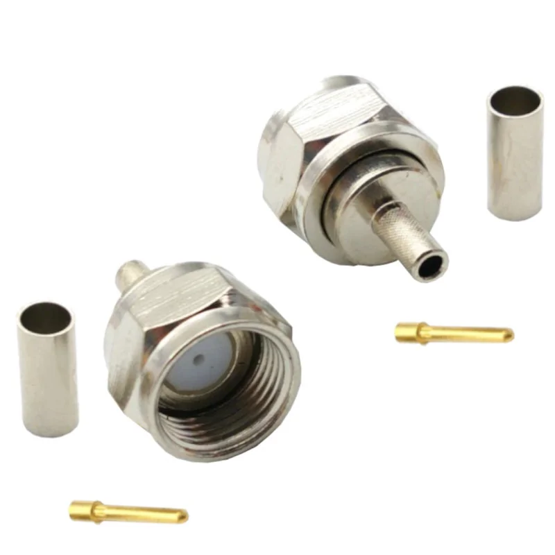 Conector F pentru cablu RG174, sertizat