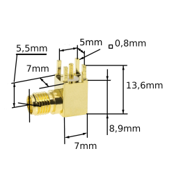 SMA socket for PCB - ANGLED