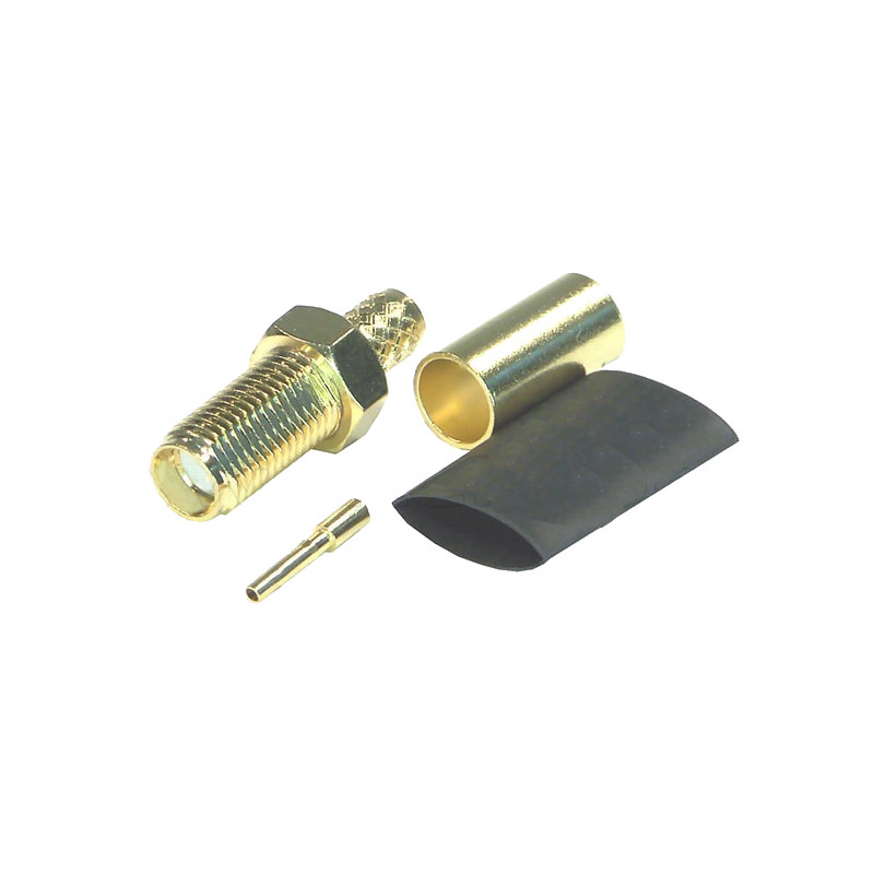 SMA socket connector for RG58 cable, crimped