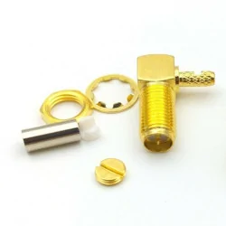 SMA-RP socket connector for RG174 cable ANGLED clamp