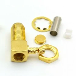 SMA-RP socket connector for RG174 cable ANGLED clamp