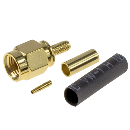 SMA RP plug connector for RG174 cable, crimped