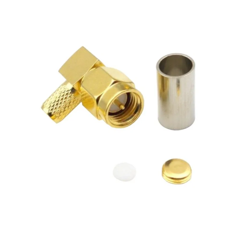 SMA-RP plug connector for RG58 cable CRIMPED ANGLED