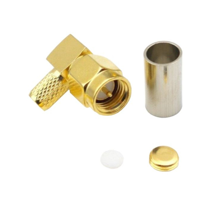 SMA-RP plug connector for RG58 cable CRIMPED ANGLE