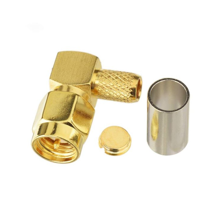 SMA-RP plug connector for RG58 cable CRIMPED ANGLE