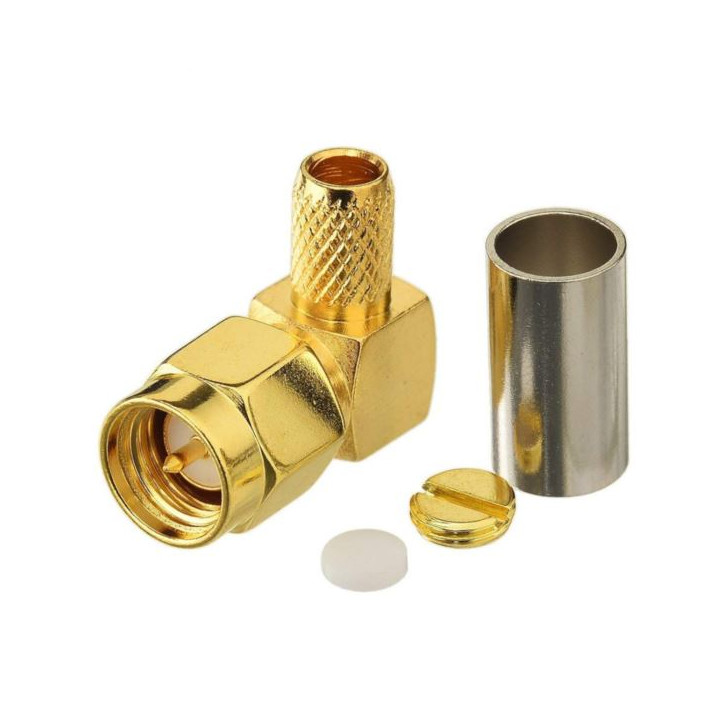 SMA-RP plug connector for RG58 cable CRIMPED ANGLE