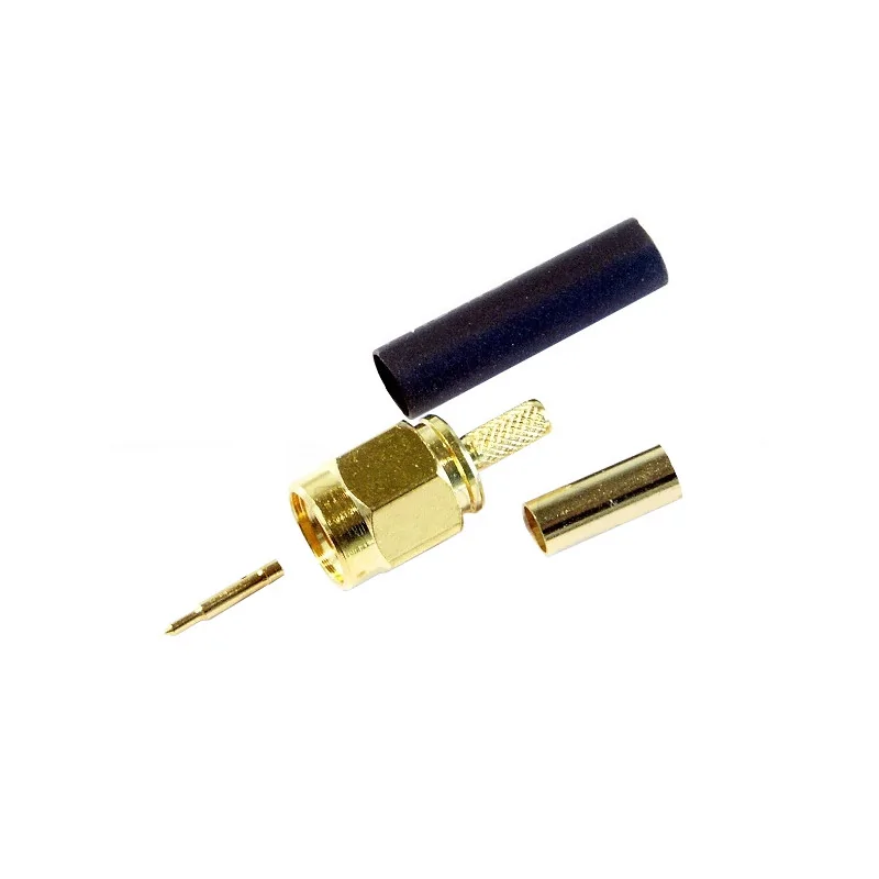 SMA plug connector for RG174 crimped cable