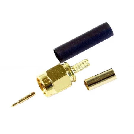 SMA plug connector for RG174 crimped cable