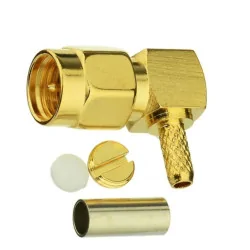 SMA plug connector for RG174 crimped cable ANGLED