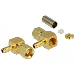 SMC plug connector for RG174 cable, crimped, ANGLED