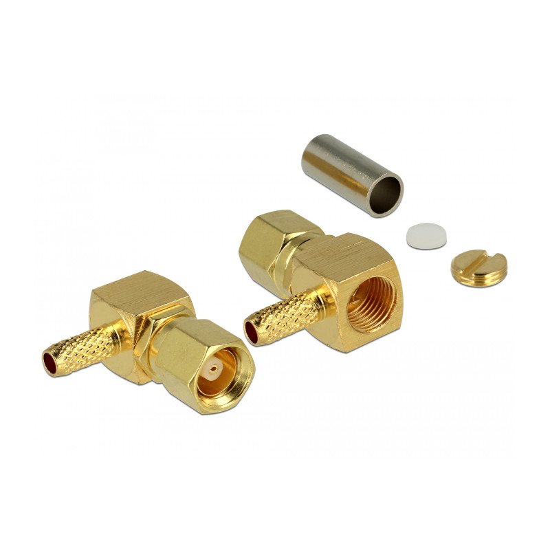 SMC plug connector for RG174 cable, crimped, ANGLED