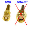 SMC plug connector for RG174 cable, crimped, ANGLED