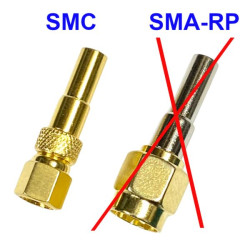 SMC plug connector for RG174 cable, crimped, ANGLED