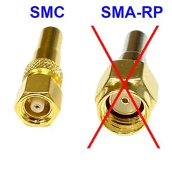 SMC plug to RG174 cable, ANGLE crimped connector