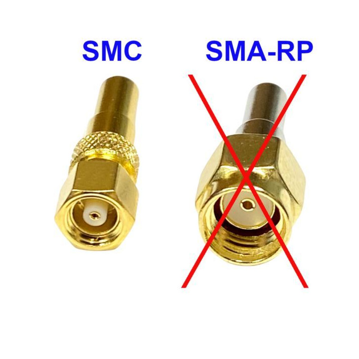 SMC plug connector for RG174 cable, crimped, ANGLED