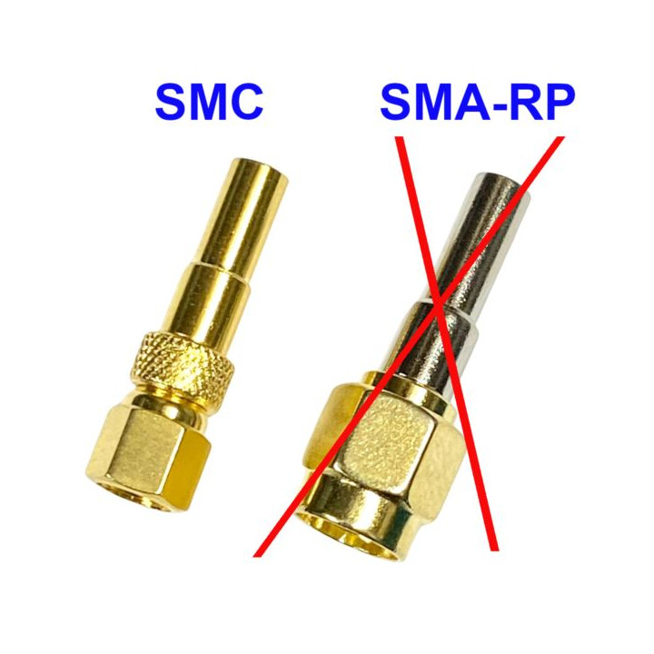 SMC plug connector for RG174 cable, crimped