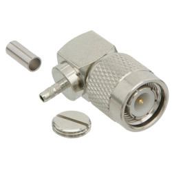 TNC plug connector for RG174 cable, ANGLED, CRIMPED